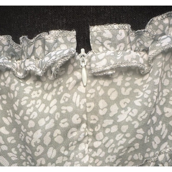 Sundress Women's Dress Large Green Ruffles White Print Open Back Long Sleeves - Picture 8 of 16